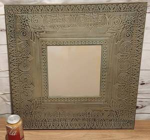 lot 85 image: Metal Embellished Art Deco Mirror HEAVY