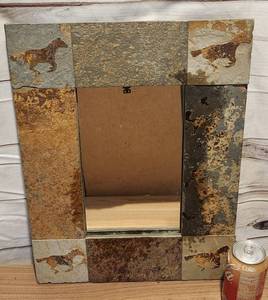 lot 66 image: Gorgeous Stone Horse Stone Mirror, This is super heavy