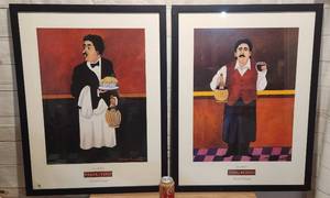 lot 91 image: 2 very LARGE Art Deco Prints Professionally framed