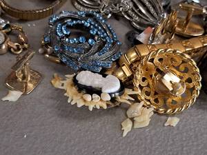 lot 214 image: Lot of  Assorted Costume Jewelry - Watches, Bracelet, Broaches, Cuff Links, Pins