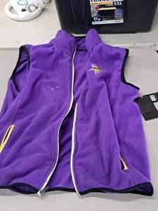 lot 230A image: NFL Team Apparel Large Vikings logo Fleece Vest