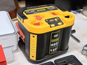 lot 23 image: Stanley Fat Max 120PSI Air Compressor  450 Amp Boost Pack