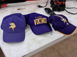 lot 76 image: Lot of (3) Assorted Minnesota Vikings Hats