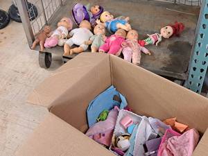 lot 180 image: Lot of (9) Baby Dolls, Misc. Dishes and Accessories