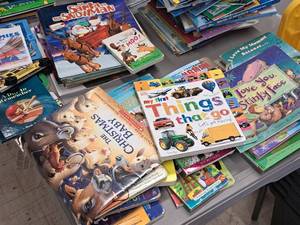 lot 204 image: Lot of (35) Assorted Childrens Books - The Christmas Baby, The Santa Snowman, Power Rangers Megaforce, Mermaid Tales, Muffy and Fluffy, and more