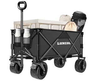 lot 306 image: LUXCOL Collapsible Folding Wagon, Heavy Duty Utility Beach Wagon