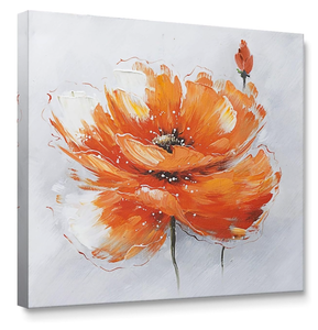 lot 311 image: Niwo ART - Orange Poppies, Flower Canvas Wall Art, Measures 24 x 24