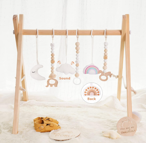 lot 312 image: Little Dove Baby Play Gym Wooden Baby Gym with 6 Toys