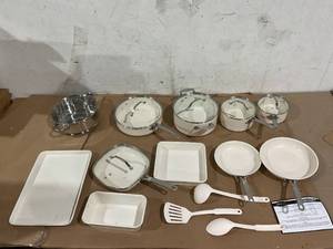 lot 122 image: 20 PCS Gotham Steel Naturals Express Cookware and Bakeware Set with Utensils