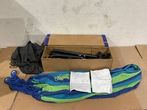 lot 140 image: SUNCREAT 2-in-1 Hammocks Hammock Chair with Stand, 475 lbs Capacity, Heavy Duty Two Person Hammock with Stand