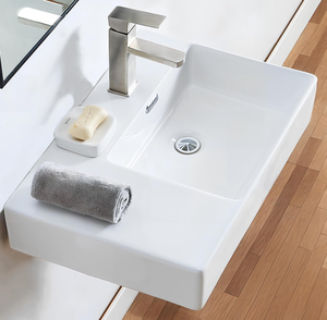lot 11 image: IKEBANA Wall Mounted Sink,Rectangle Wall Mount Bathroom Vessel Sink, Right Side Wall Mount Sink