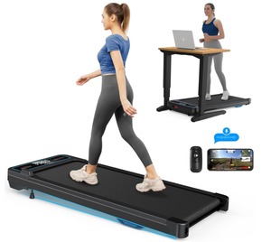 lot 14 image: Under Desk Walking Pad Treadmill 265LBS Capacity Voice Controlled Smart Treadmill Compatible with ZWIFT KINOMAP Apple Health