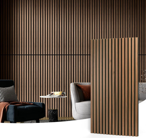 lot 21 image: LOT OF 2 Art3d 2 Wood Slat Acoustic Panels for Wall and Ceiling - 3D Fluted Sound Absorbing Panel with Wood Finish