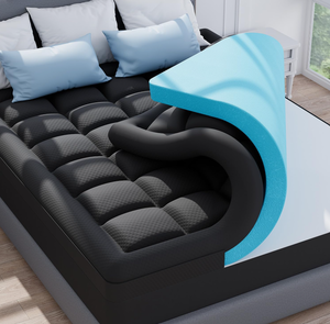 lot 35 image: ELEMUSE Dual Layer 4 Inch Memory Foam Mattress Topper Cal King