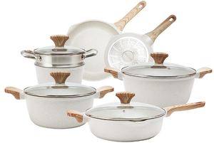 lot 40 image: 11 PCS Country Kitchen Nonstick Induction Cookware Sets
