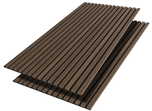 lot 49 image: LOT OF 2 Two Acoustic Wood Wall Veneer Slat Panels - Natural Oak Wood Veneer Panels