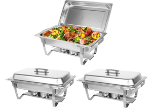 lot 50 image: LOT OF 3 Chafing Dish Buffet Set Stainless Steel Food Warmer with 8QT 3 Full Size Pans Portable for Parties Catering Buffet Servers and Warmers