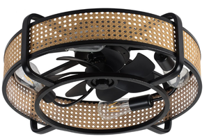 lot 53 image: Ceiling Fan with Light,Retro Industrial Black Enclosed Cage Ceiling Fans with Remote Control