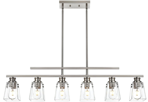 lot 89 image: VINLUZ 6 Light Farmhouse Chandeliers Brushed Nickel Dining Room Lighting Fixtures