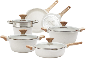 lot 96 image: 11 PCS Country Kitchen Nonstick Induction Cookware Sets - Cast Aluminum Pots and Pans