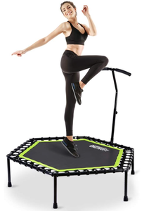 lot 115 image: ONETWOFIT Silent Mini Trampoline with Adjustable Handle Bar Fitness Trampoline
