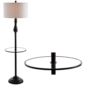 lot 117 image: JONATHAN Y JYL3057A Laine MetalGlass LED Side Table and Floor Lamp Traditional