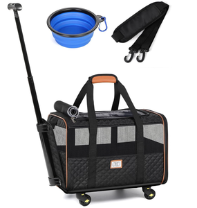 lot 121 image: Pet Carrier with Wheels, Lekereise Rolling Dog Carrier for Small Dogs or 2 Small Cats