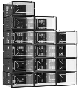 lot 126 image: LOT OF 15 Foluck Shoe Storage Box, Clear Plastic Stackable Shoe Organizer for Closet