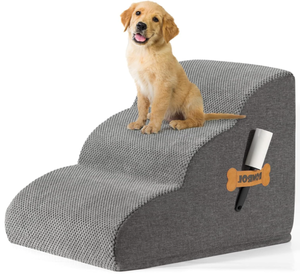 lot 130 image: Romrol Dog Stairs Ramp for Beds Couches,Extra Wide Pet Steps with Durable Non-Slip Waterproof Fabric Cover