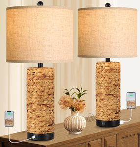 lot 135 image: LOT OF 2 Rustic Touch Table Lamps for Bedroom 3 Way Dimmable Modern Farmhouse Nightstand Lamps
