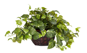 lot 153 image: Artificial H Green Pothos with Decorative Vase Silk Plant