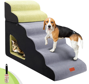 lot 154 image: LOOBANI Dog Stairs for High Bed, 30 in Height 6 Steps Soft Foam Spliced Dog Steps for Bed