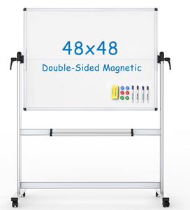 lot 161 image: VIZ-PRO Double-Sided Mobile Whiteboard, Magnetic Rolling Dry Erase White Board on Wheels