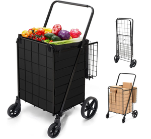 lot 209 image: HABUTWAY Folding Shopping Cart with Wheels 360 Degree Rolling Swivel Grocery Cart