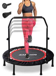 lot 346 image: 40 Folding Mini Fitness Indoor Exercise Workout Rebounder Trampoline with Handle, Max Load 330lbs