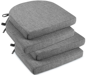 lot 348 image: LOT OF 4 Downluxe Indoor Chair Cushions for Dining Chairs, Soft and Comfortable Textured Memory Foam Kitchen Chair Pads with Ties and Non-Slip Backing