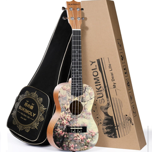 lot 350 image: 23 SUKIMOLY Concert Ukulele Professional Mahogany Ukelele with Hand-Made Sakura Inlay Design