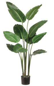 lot 363 image: LOT OF 2 One Artificial Silk Bird of Paradise Palm Tree Potted Plant