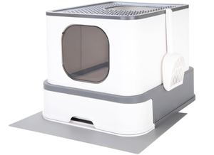 lot 372 image: RIZZARI Millions Sold Wordwide Cat Litter Box, Large Top Entry Anti-Splashing Box with Lid