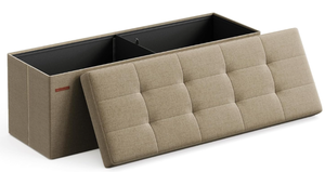 lot 380 image: SONGMICS Folding Storage Ottoman Bench, Storage Chest, Foot Rest Stoo