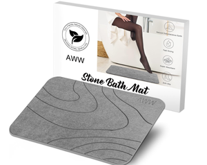 lot 385 image: AWW Stone Bath Mat, Non-Slip Diatomaceous Earth Bath Mat, Quick Drying Bath Stone Mat Absorbing