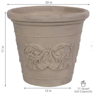 lot 269 image: Arabella Outdoor Flower Pot Planter - Beige - 20-Inch