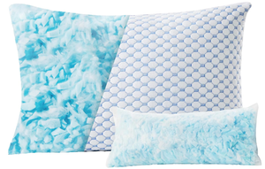 lot 270 image: Bedsure Shredded Memory Foam Pillow (White & Blue, Queen (Pack of 1))