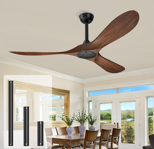 lot 299 image: Ceiling Fan with Remote, 52 OutdoorIndoor Modern Ceiling Fan (Walnut)
