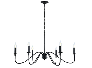 lot 390 image: Black Chandelier,6-Light Rustic Industrial Iron Chandelier