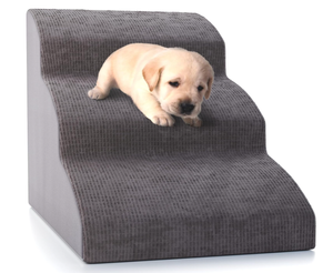 lot 395 image: Sturdy Dog Stairs and Ramp for Beds Or Couches by ZICOTO, Measures 22.6D x 16W x 15.7H, Tan