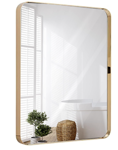 lot 482 image: Hamilton Hills 22x30 inch Metal Gold Frame Mirror for Bathroom