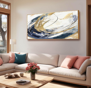 lot 171 image: SDYA Abstract Decor Blue Wall Art Living Room Decor Abstract Wall Art Bedroom Decor Gold Line Pictures
