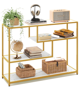 lot 187 image: LINSY HOME Console Table, 4-Tier Sofa Tables for Entryway, Narrow Tables with Open Storage Shelves