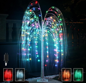 lot 191 image: Fanshunlite Colorful 288 Led Lighted Willow Tree Christmas Decoration with 18 Color Changing Timer